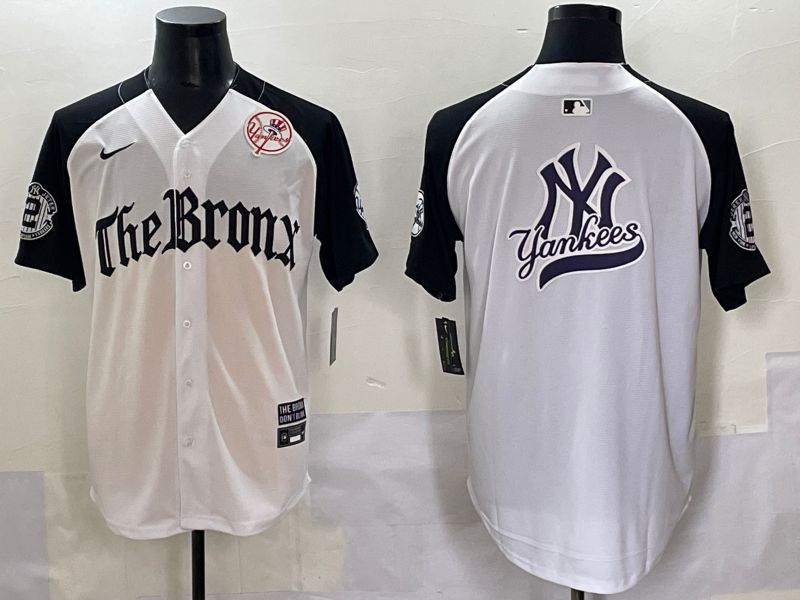 Men 2025 New York Yankees Blank White black Five generations Joint Name Nike MLB Jersey style 67->new york yankees->MLB Jersey
